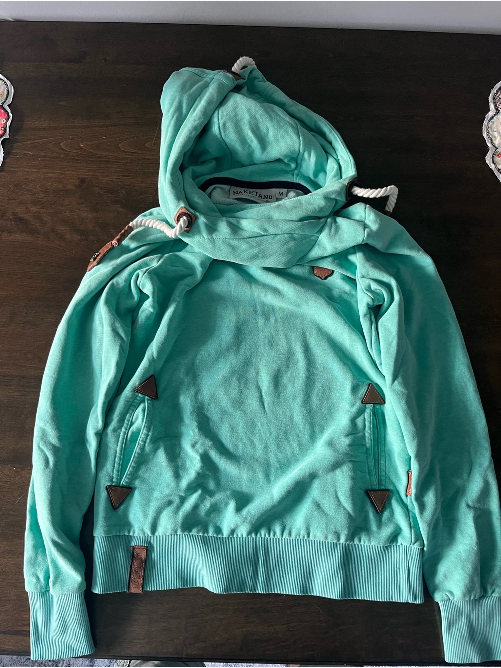 Naketano Women's Hoodie Size M Mint Green Cowl Neck Pullover